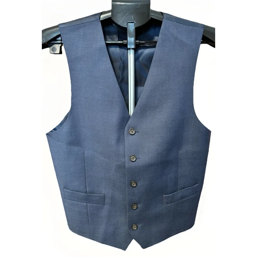 Ralph‎ Ralph Lauren Mens 38R Blue Glen Plaid Blazer  And Vest 100% Wool 2 Button
